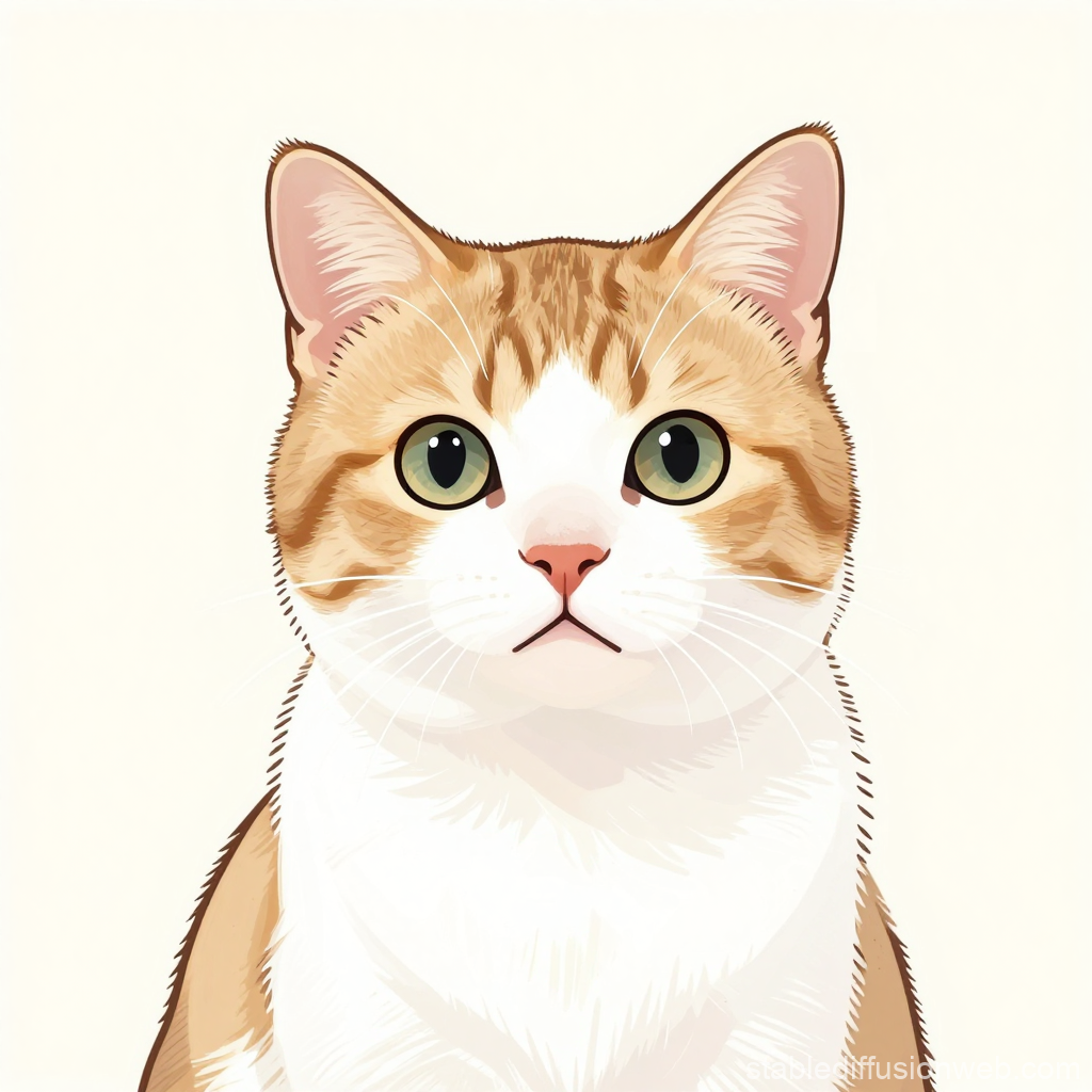Bright and Detailed Illustration of a Ginger and White Cat