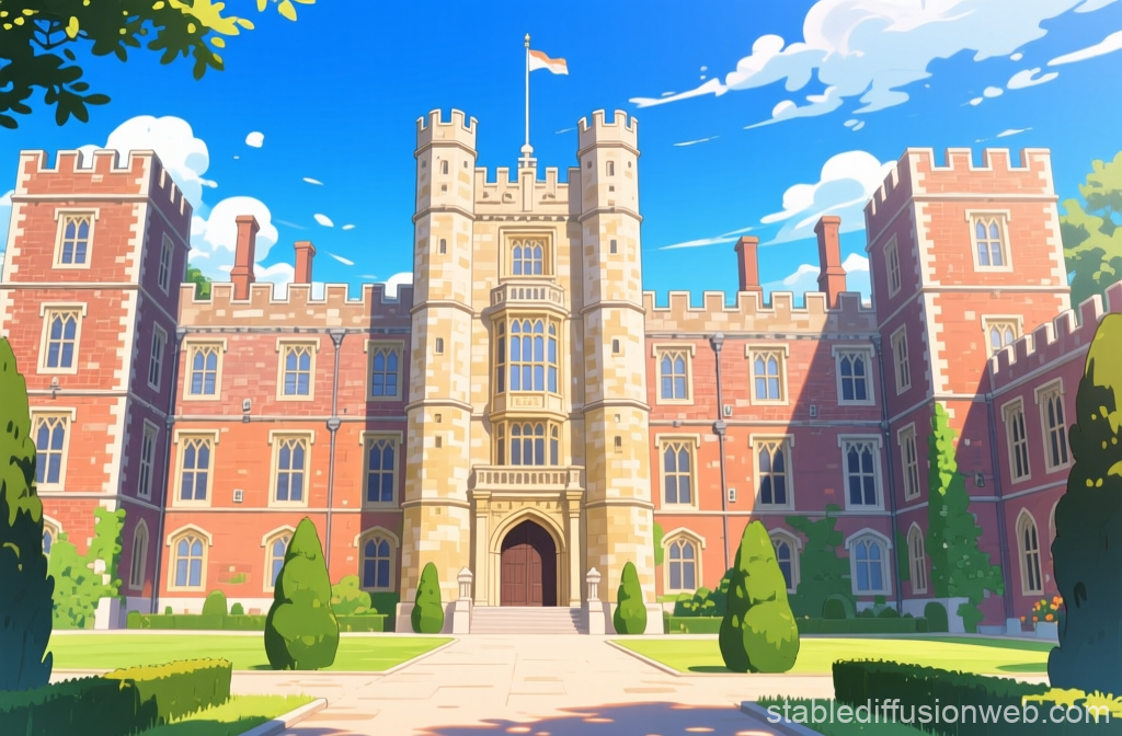 Bright Animated View of a Historic Palace