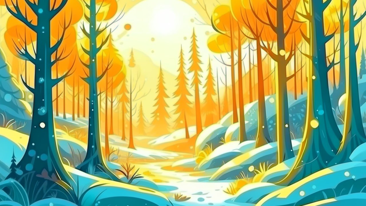 Bright Fantasy Forest in Autumn Colors