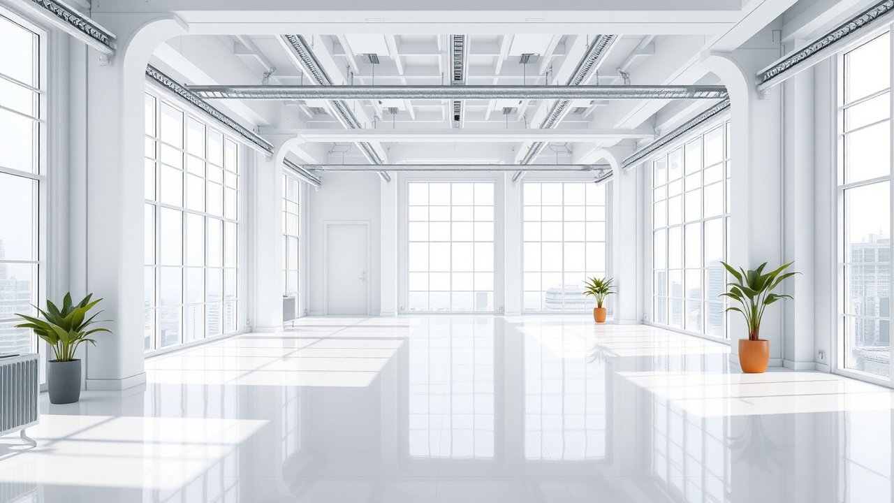 Bright Modern Minimalist Office Space with Large Windows