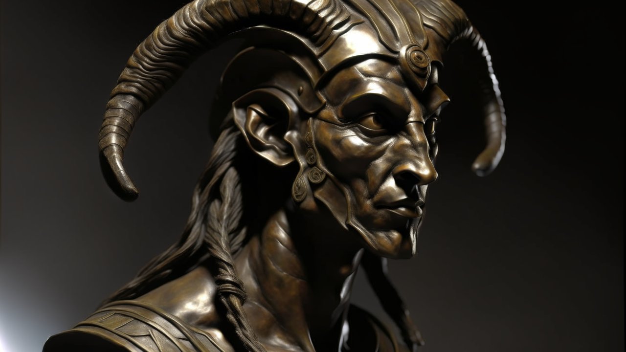 Bronze Statue of Mythical Horned Figure
