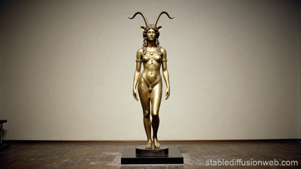 Bronze Statue of Pagan Goddess with Horns