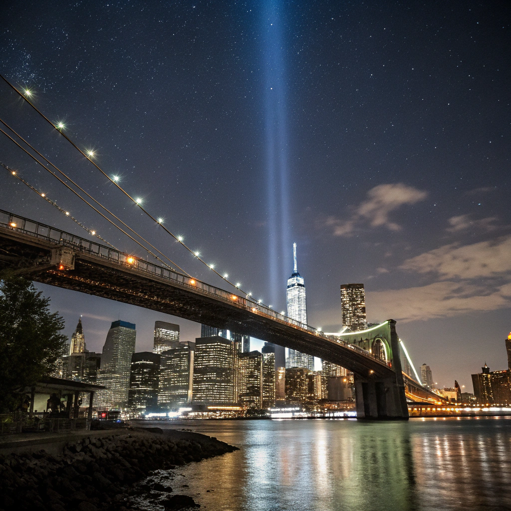 Brooklyn Bridge and Manhattan Skyline at Night