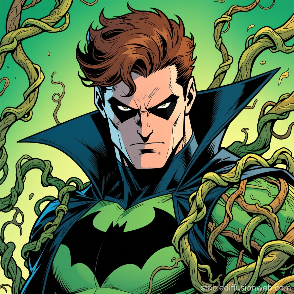 Brown-Haired Villain with Vines in Comic Style