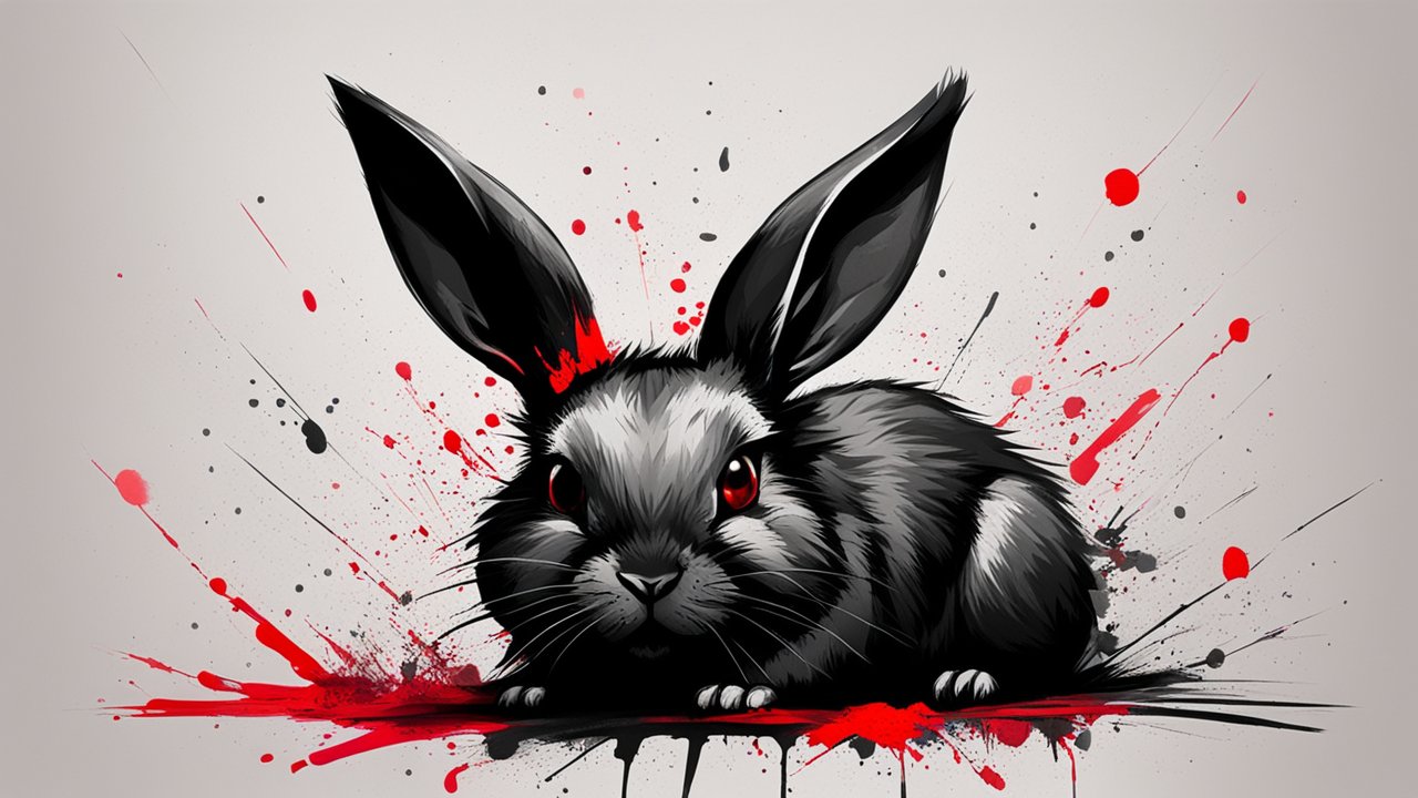 Brutal Predator Bunny with Red Splatter