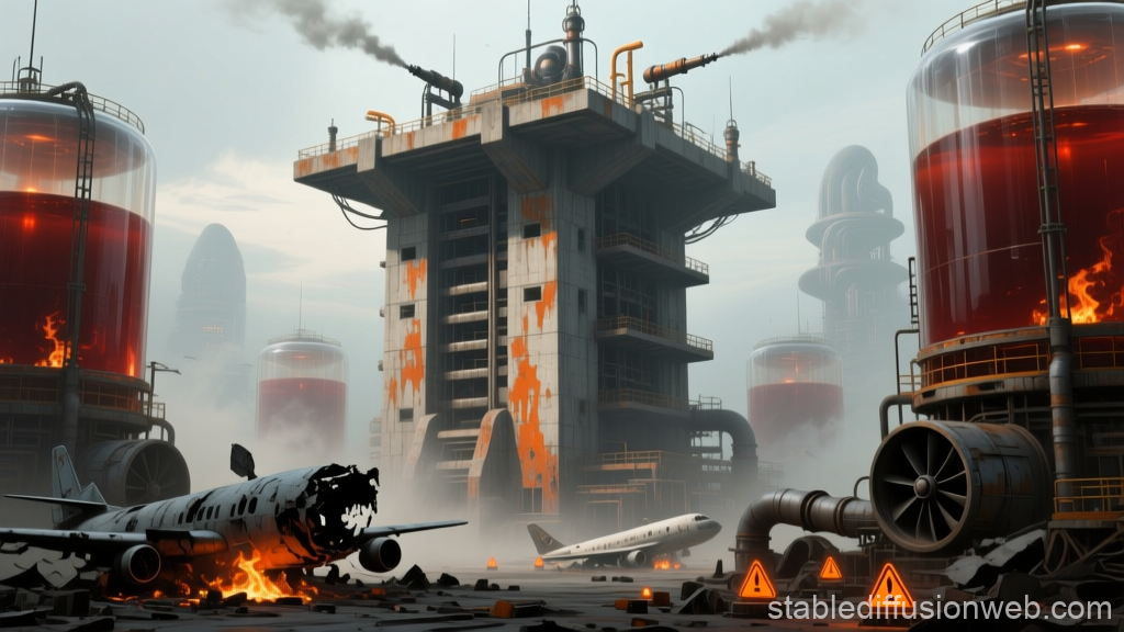 Brutalist Bromine Factory in a Post-Apocalyptic Scene