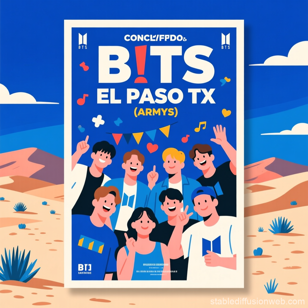BTS El Paso TX Concert Poster Illustration
