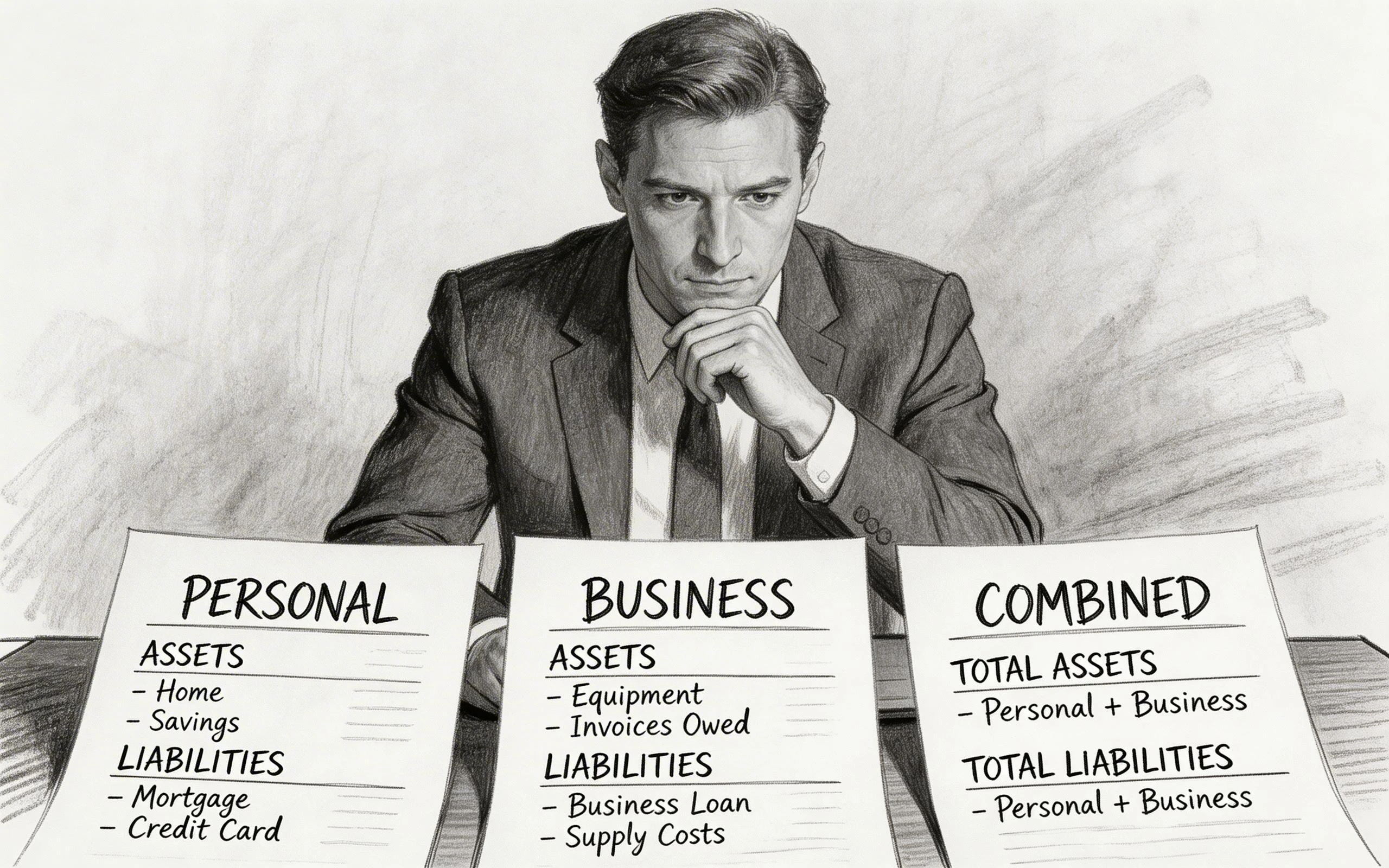 Business Owner Reviewing Personal and Business Financial Balance