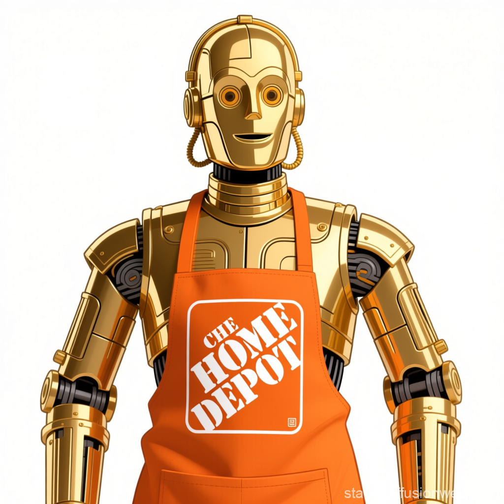 C-3PO Wearing a Home Depot Apron Illustration