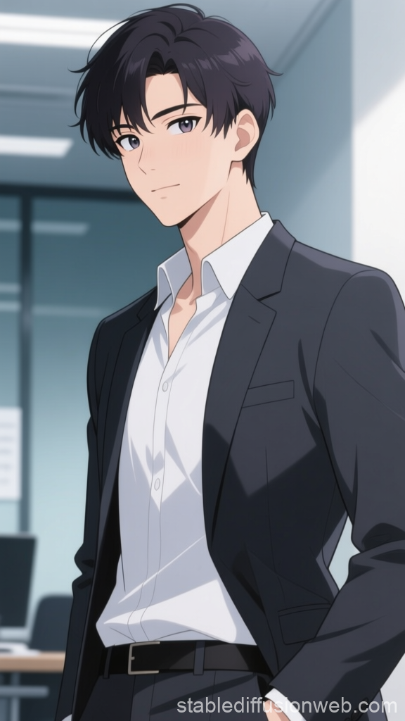 Calm Analytical Young Man in Business Suit