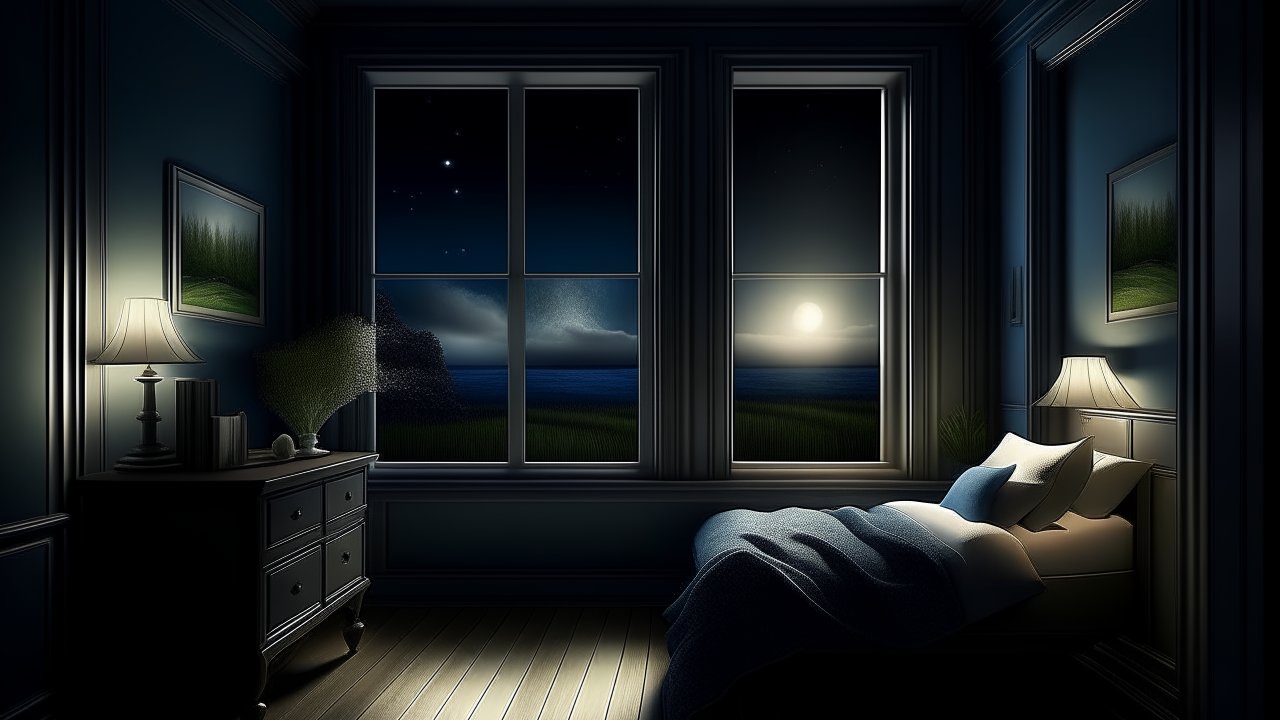 Calm Night Bedroom with Ocean View
