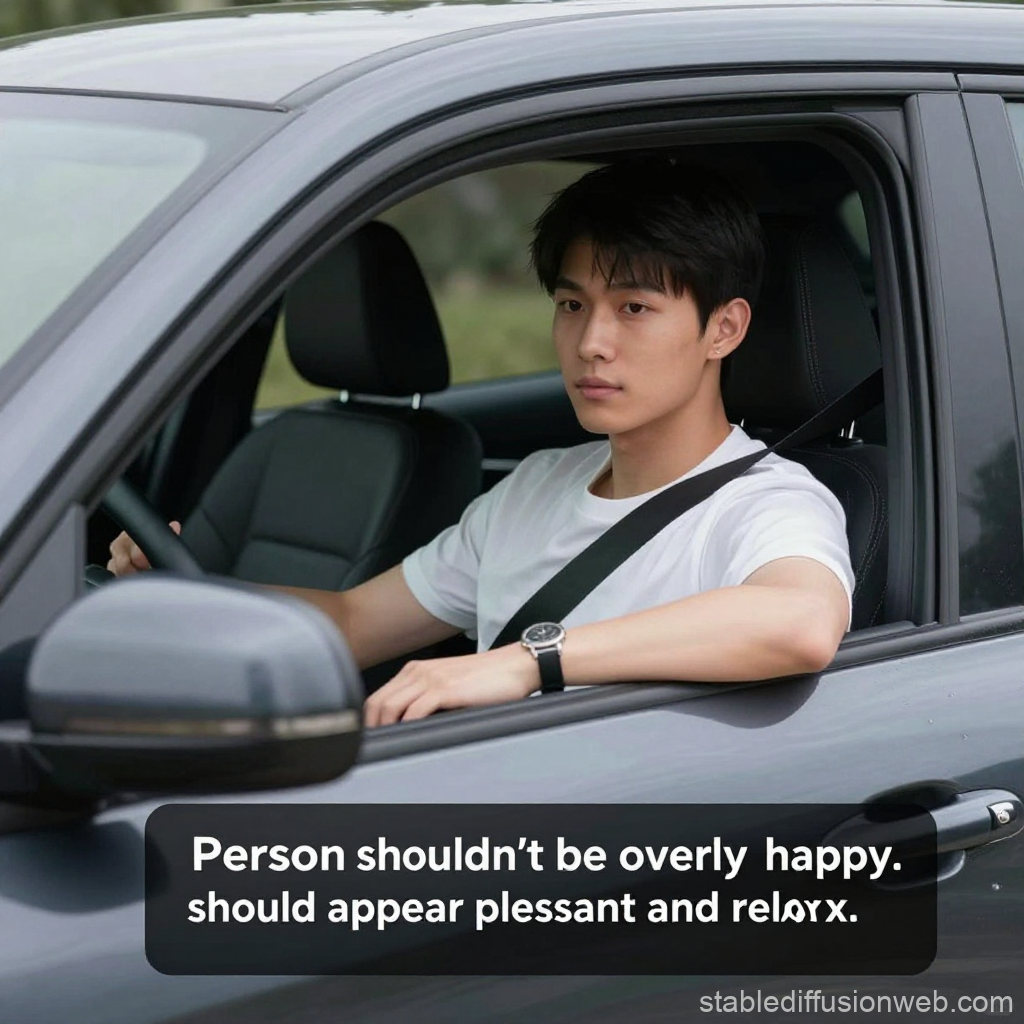 Calm Young Man Driving a Car