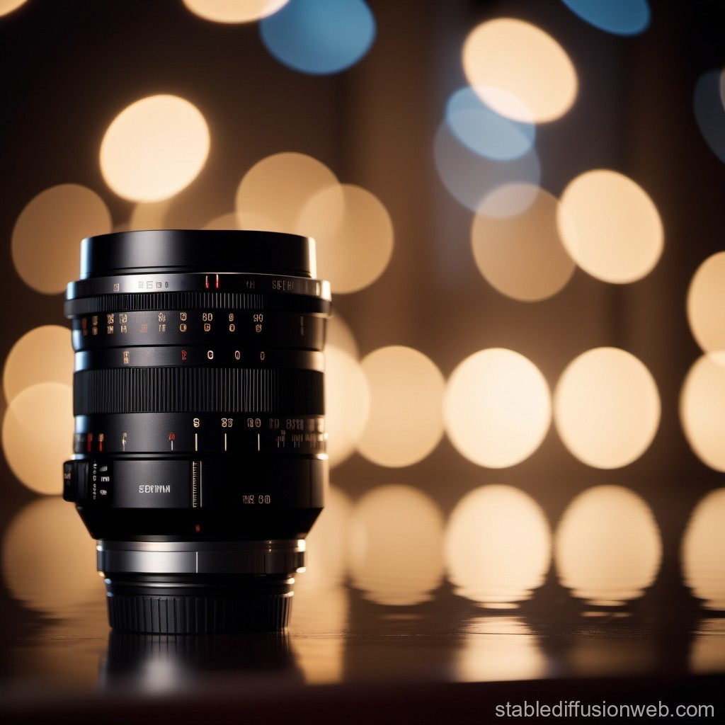 Camera Lens with Bokeh Light Background