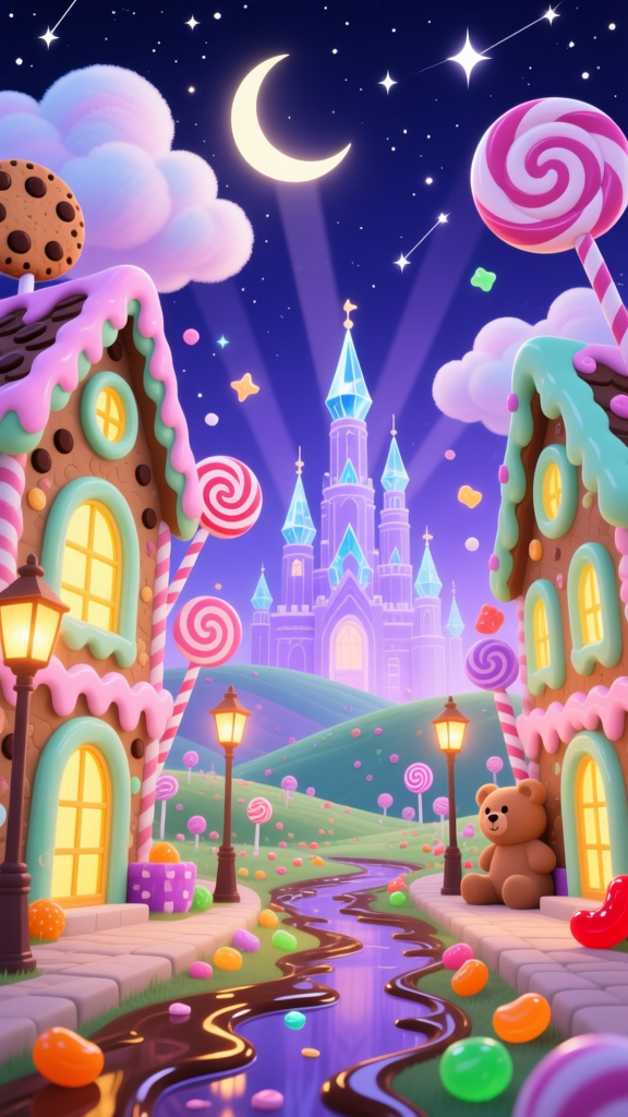 Candy Town Dreamscape with Magical Castle