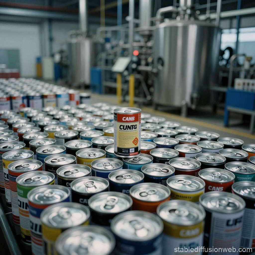Cans Production Line in Industrial Plant