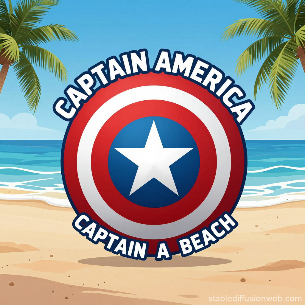 Captain America Beach Logo with Palm Trees