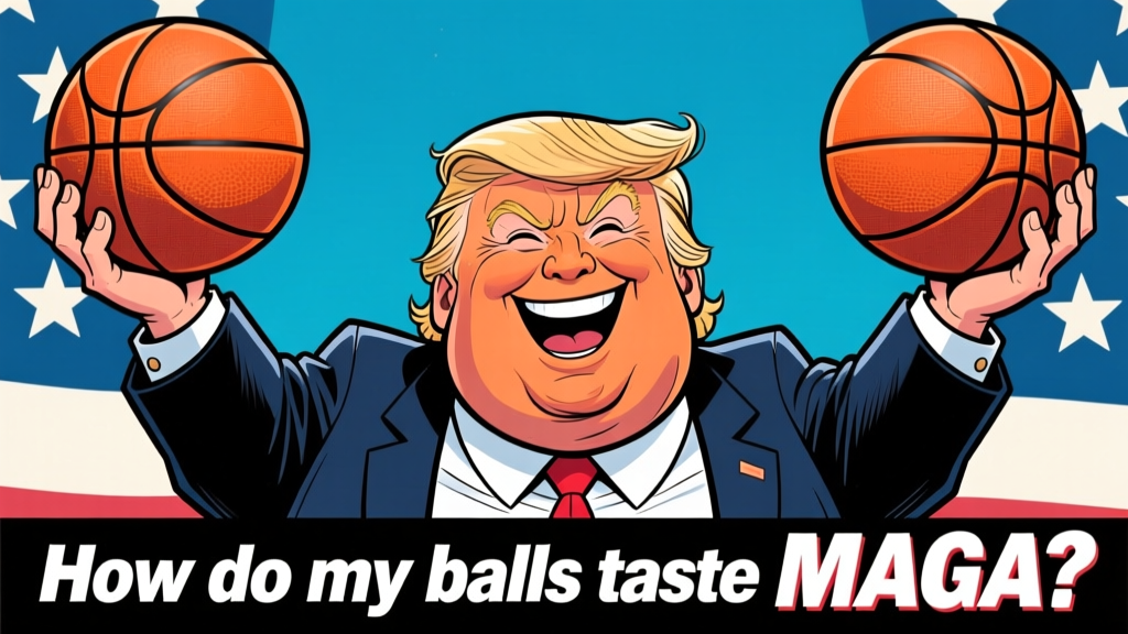 Caricature of a Man Holding Two Basketballs with a Patriotic Background
