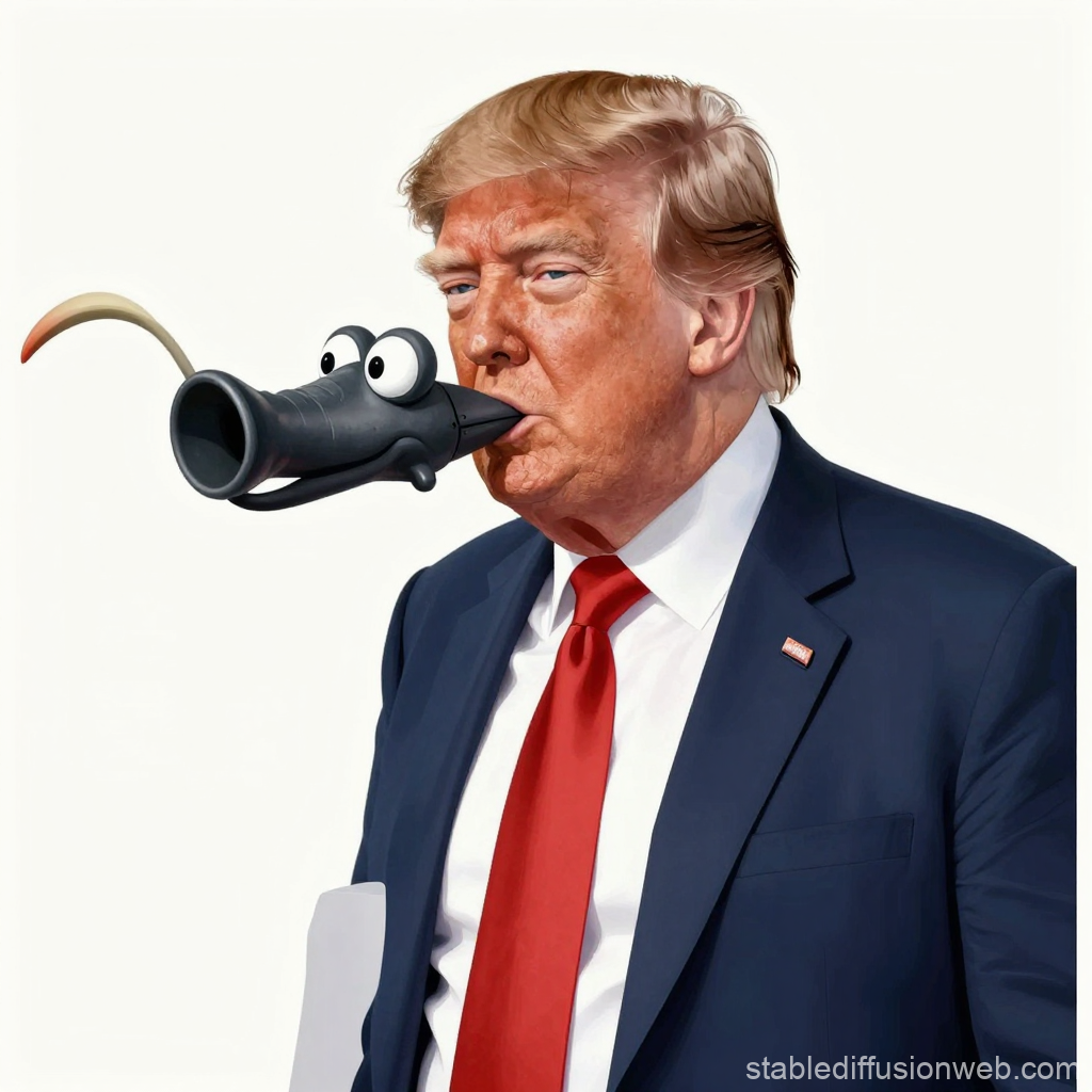 Caricature of a Man with a Cartoonish Elephant Trunk