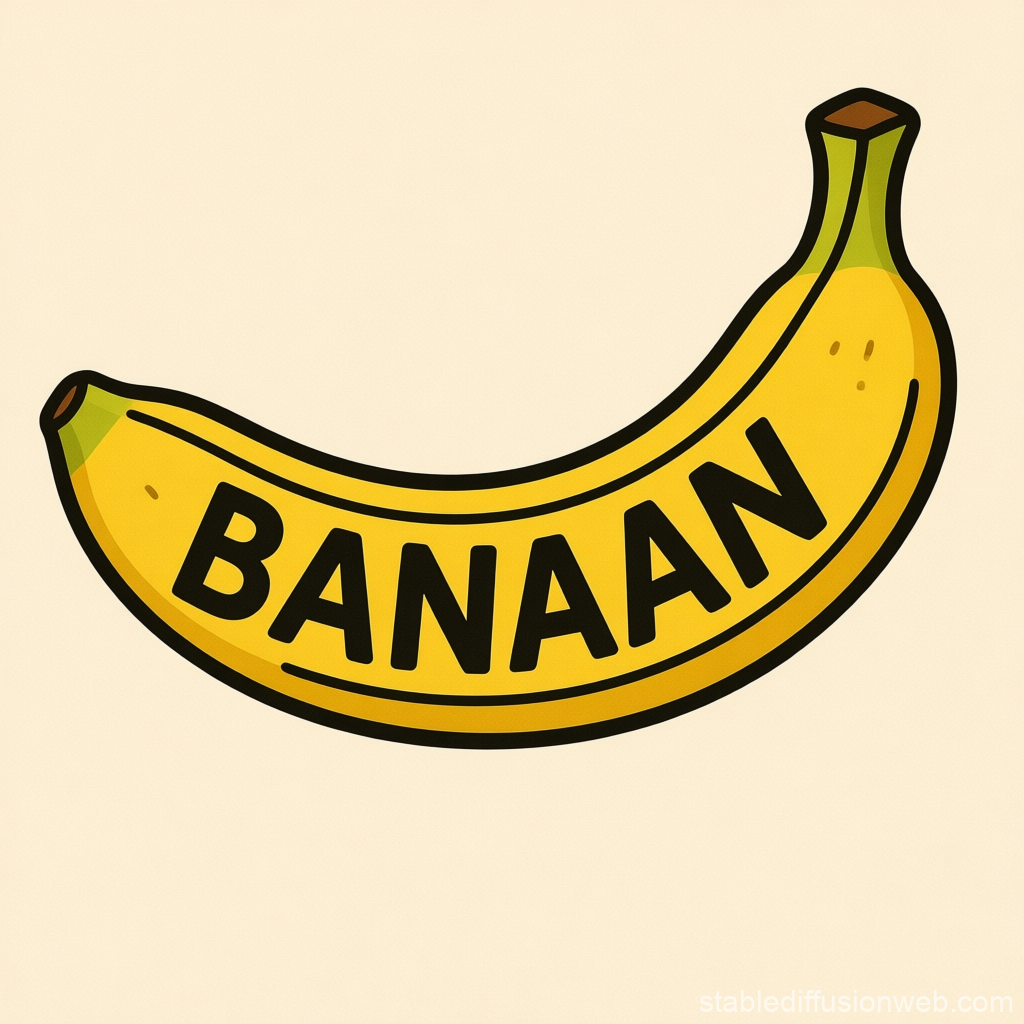 Cartoon Banana with Bold BANAN Text