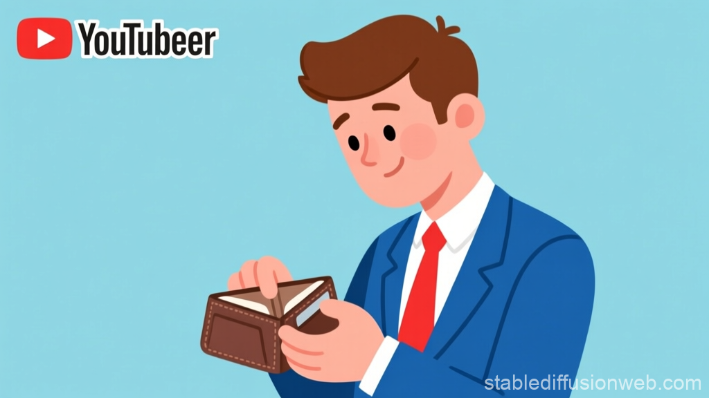 Cartoon Businessman Checking Empty Wallet