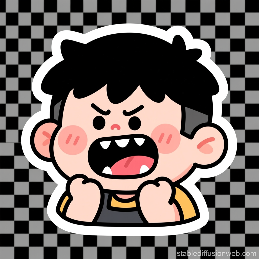 Cartoon Character with Nervous Angry Expression Sticker