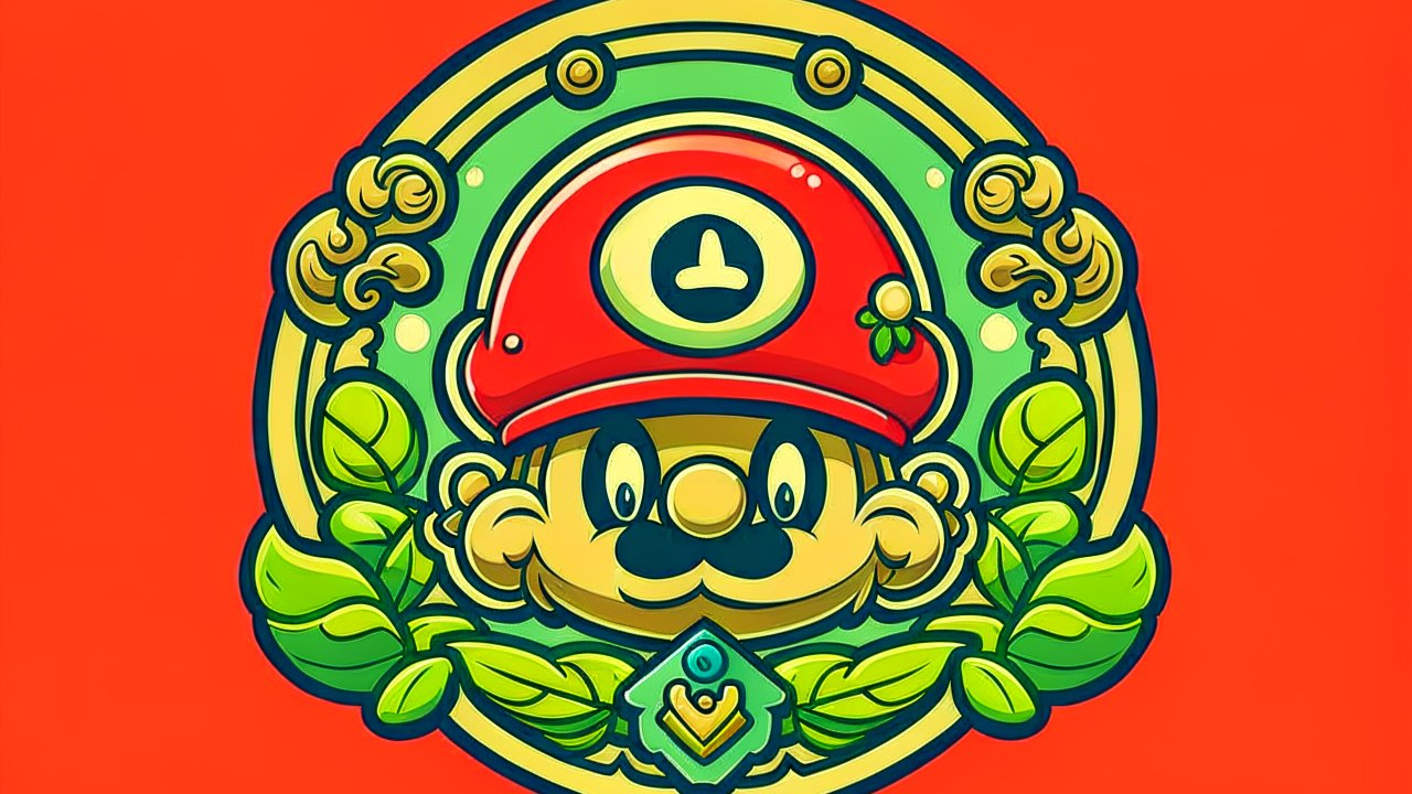 Cartoon Character with Red Cap and Green Leaves Emblem