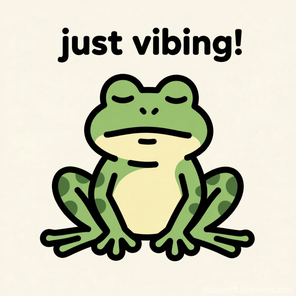 Cartoon Frog Just Vibing with Eyes Closed