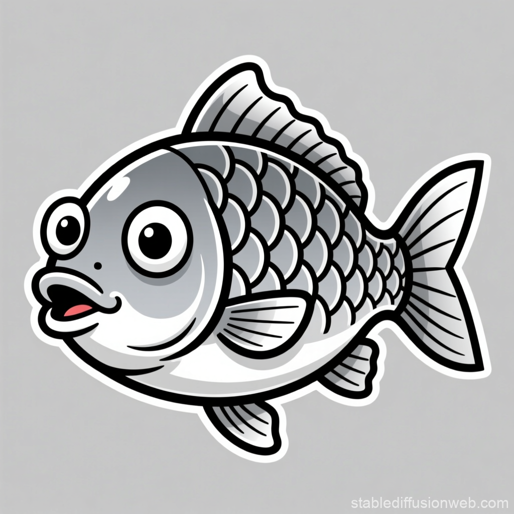 Cartoon Funny Carp with Big Eyes