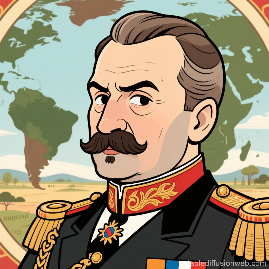 Cartoon Portrait of Otto von Bismarck in Military Uniform