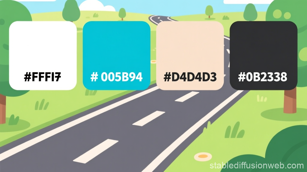 Cartoon Roadmap with Color Palette Swatches