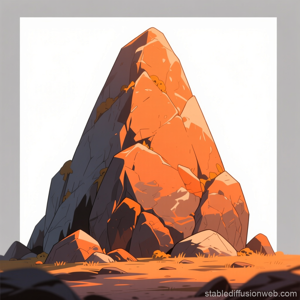 Cartoon Style Rocky Formation on White Background