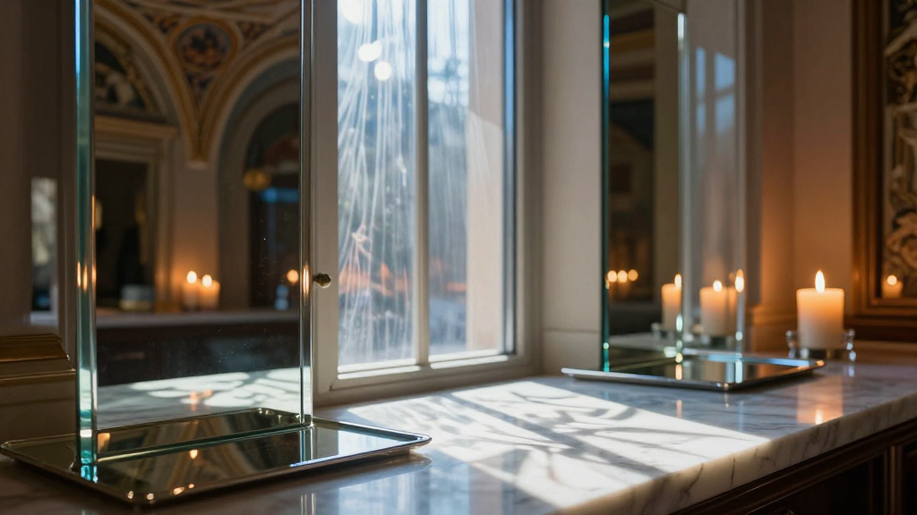 Cascading Light Patterns on Marble Surface in Elegant Interior