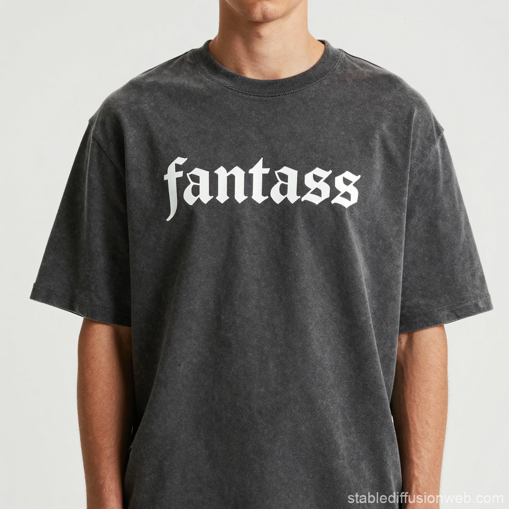 Casual Black T-Shirt with 'fantass' Gothic Text