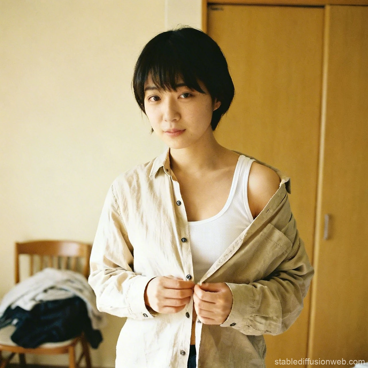 Casual Portrait of Young Woman in Neutral Tones