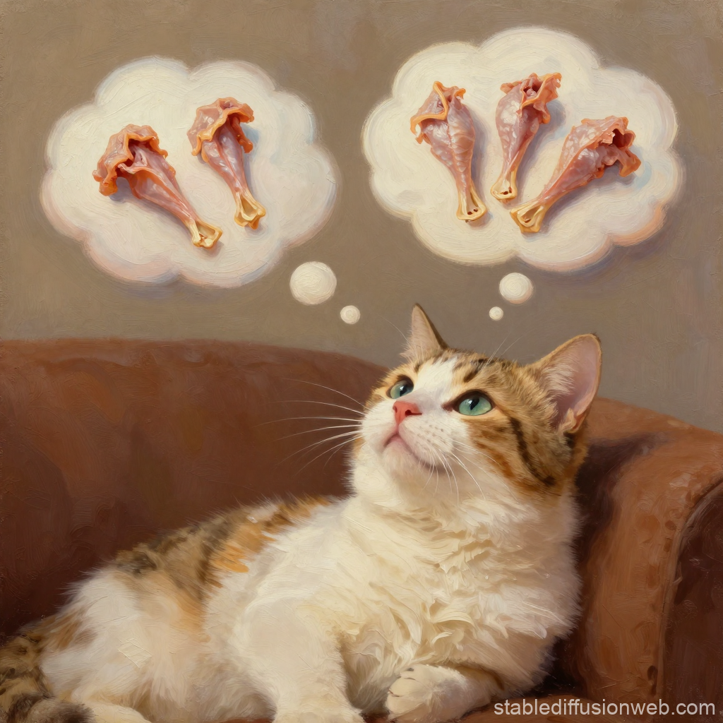 Cat Dreaming of Chicken Drumsticks