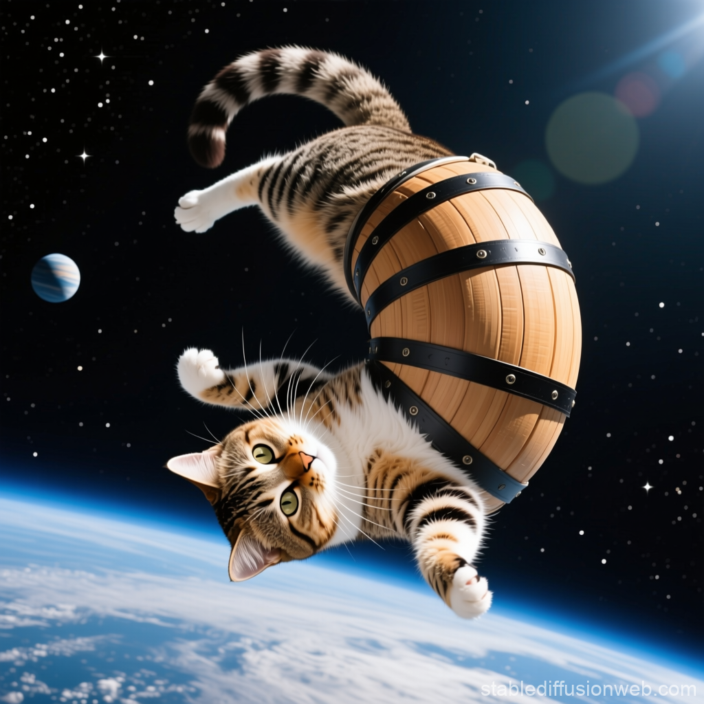 Cat Performing Barrel Roll in Space
