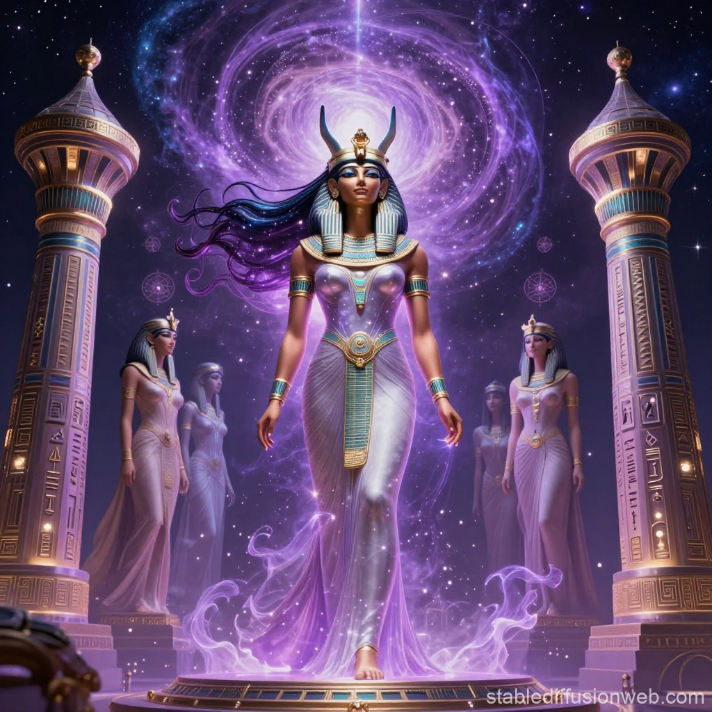 Celestial Egyptian Goddess with Cosmic Aura