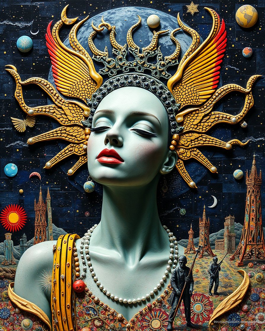 Celestial Queen with Ornate Cosmic Crown