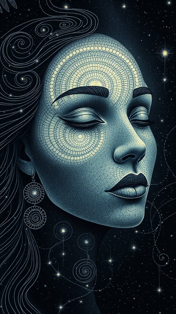 Celestial Woman with Cosmic Patterns