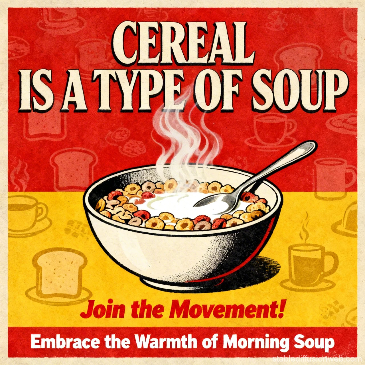 Cereal Is a Type of Soup Vintage Propaganda Poster