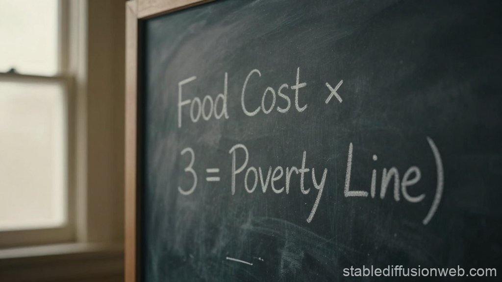 Chalkboard Formula Explaining Poverty Line Calculation