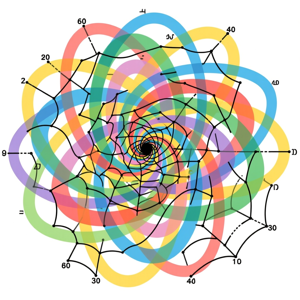 Chaotic Multicolor Venn Diagram Spiral