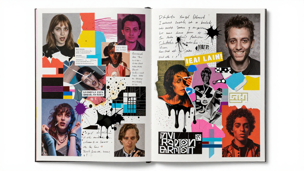Chaotic Zine Collage with Portraits and Abstract Elements