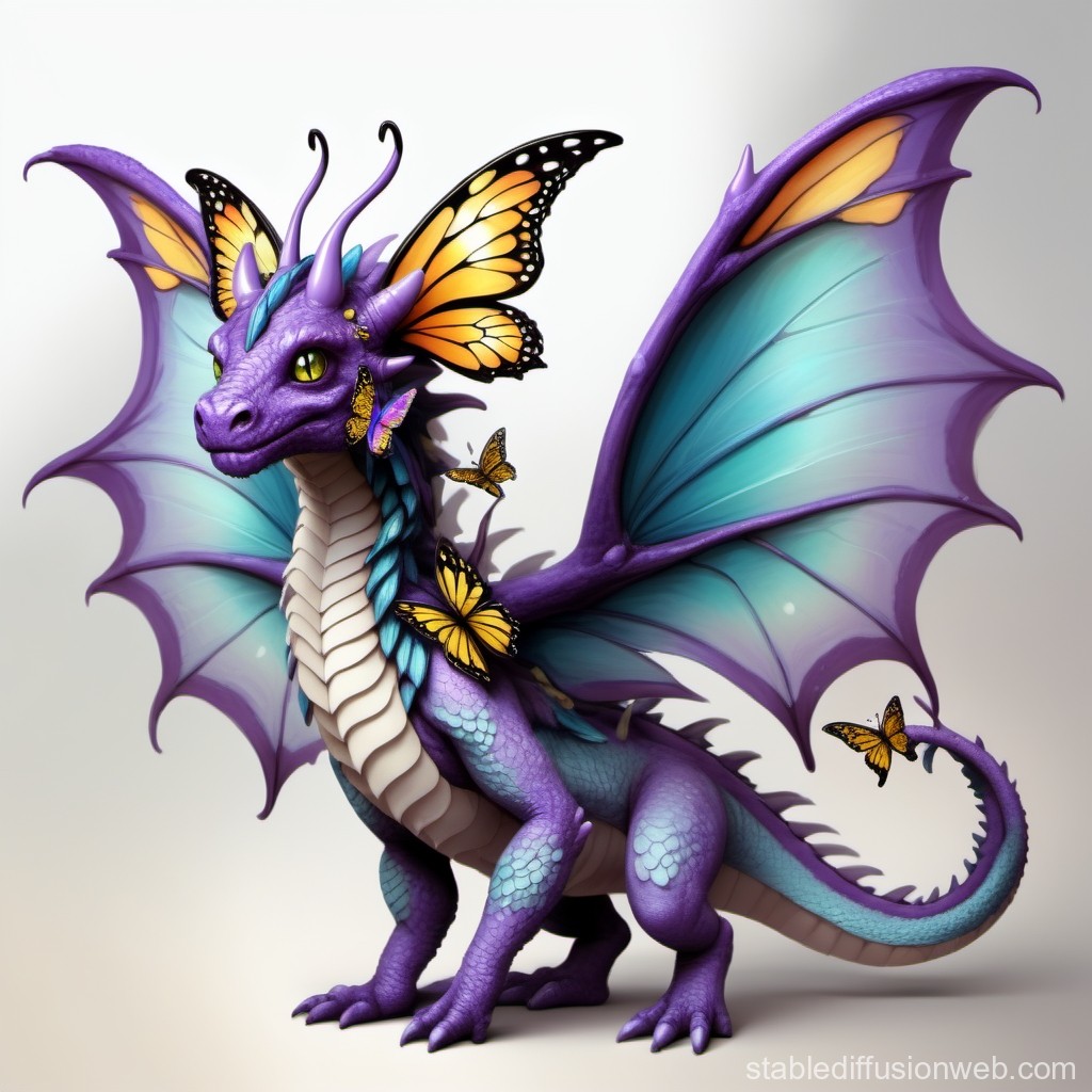Charming Purple Dragon with Butterfly Wings