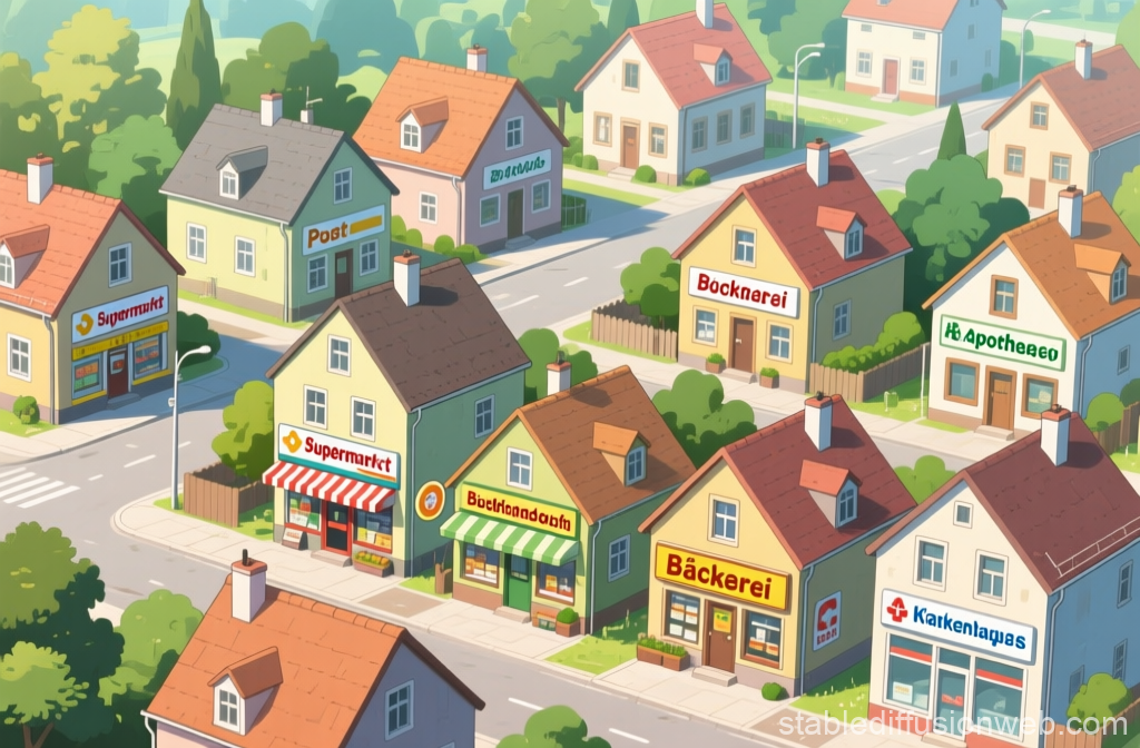 Charming Small German Town with Local Shops