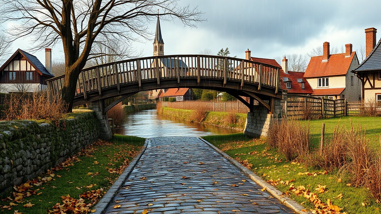 Charming Village Bridge Over a Serene Canal