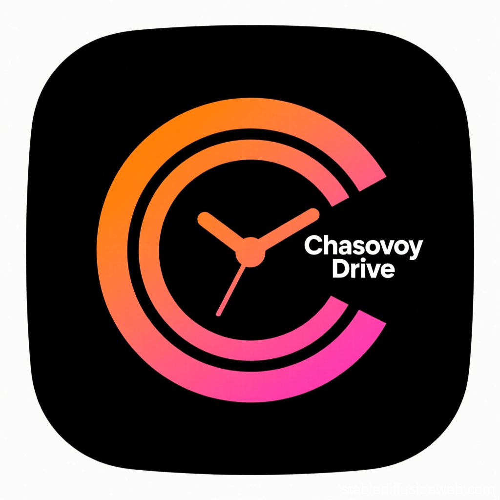 Chasovoy Drive Watch Logo with Gradient Clock Design