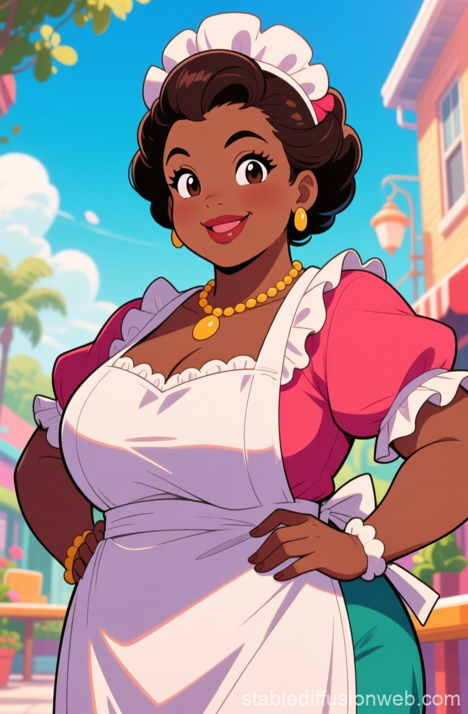 Cheerful Baker in Vintage Outfit