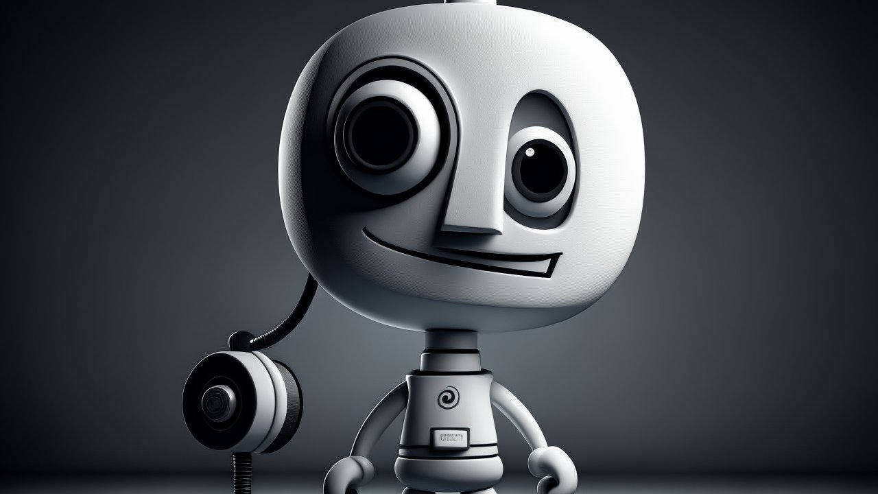 Cheerful Cartoon Robot with Big Eyes