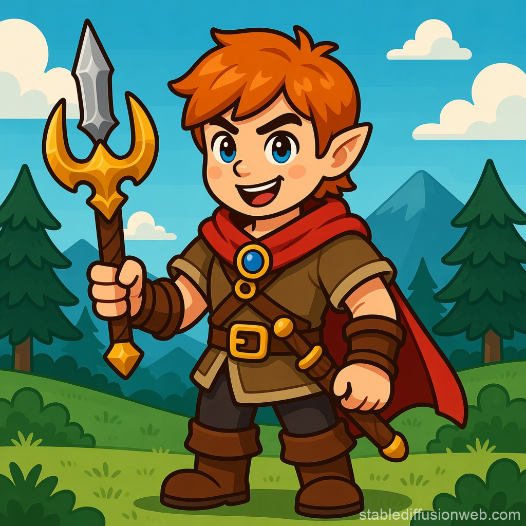 Cheerful Fantasy RPG Warrior Character